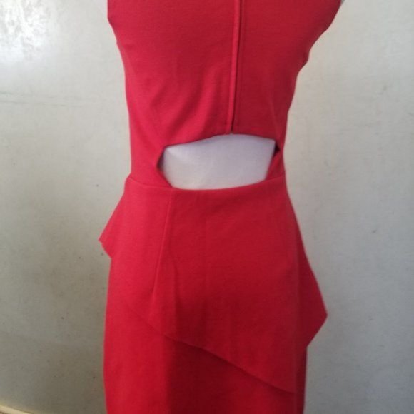 $195 Pure Navy red sleeveless Open Back Overlay dress women's size 2 (267) - Picture 4 of 7